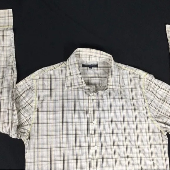 Chevignon Women Beige Plaid Long Sleeve Button Up Shirt Size M - Picture 5 of 9